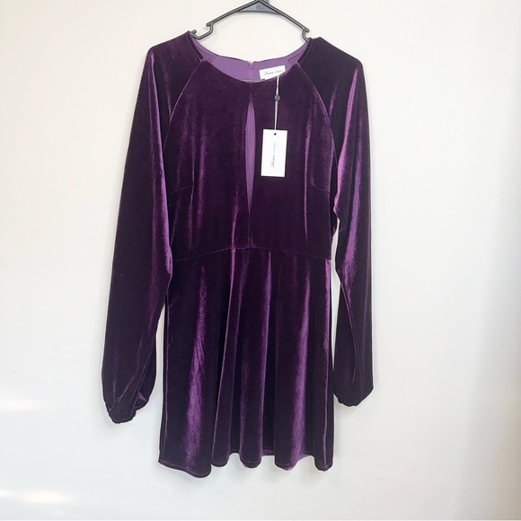 NWT! Lovers + Friends Nettie Velvet Purple Long Sleeve Mini Dress! - Picture 3 of 8
